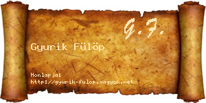 Gyurik Fülöp névjegykártya
